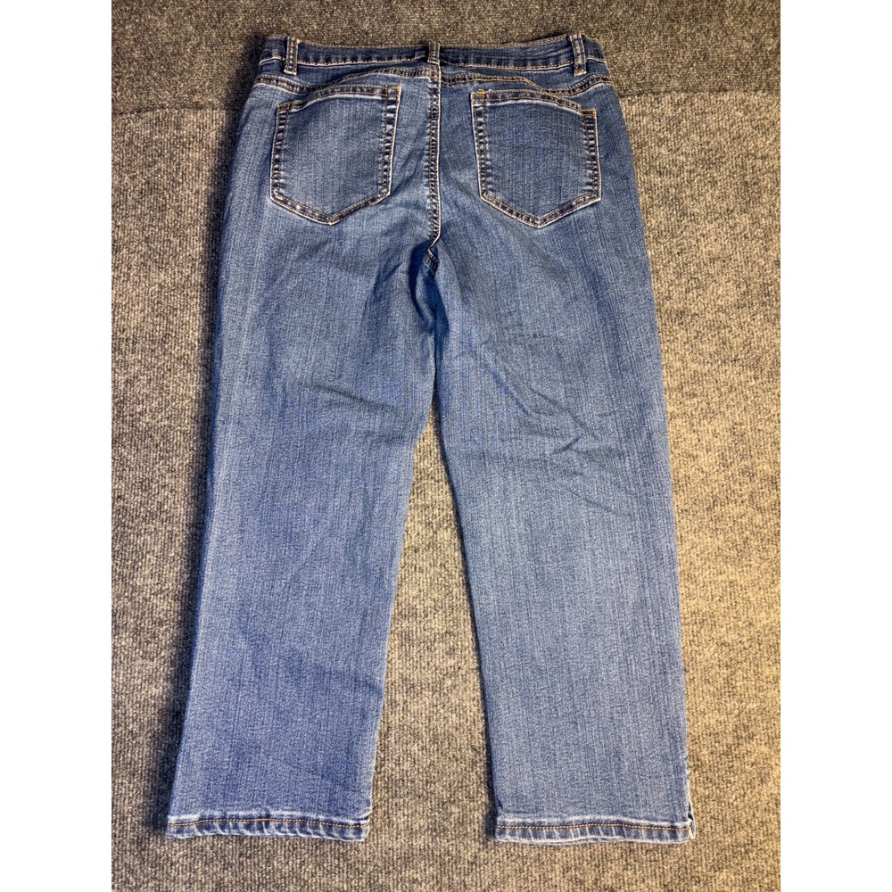 Jaclyn Smith Capri Jeans Women's Size 6 Blue Denim 5-Pockets Straight Ankle Slit